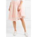 Latest Design Tulle Pink Ruffled Midi Skirt Manufacture Wholesale Fashion Women Apparel (TA0006S)